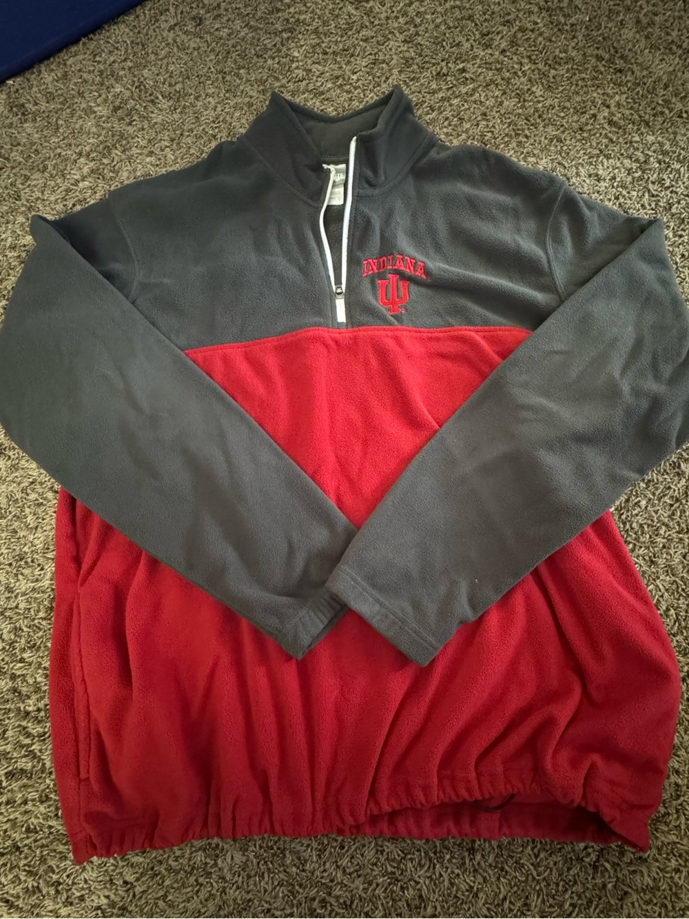 Red and Gray Half-Zip Fleece Pullover